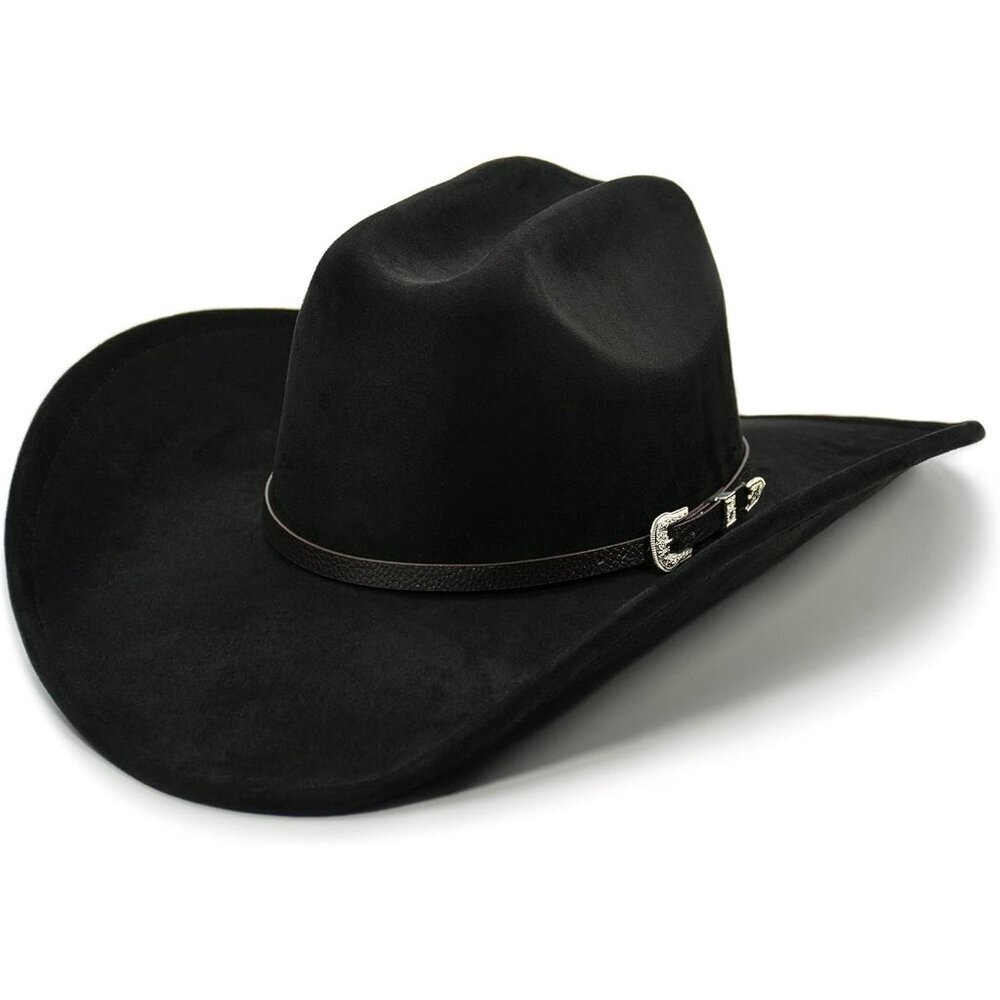 Women Raven Black Cowgirl Shape Able Wide Brim Felt Cattleman Western Hats